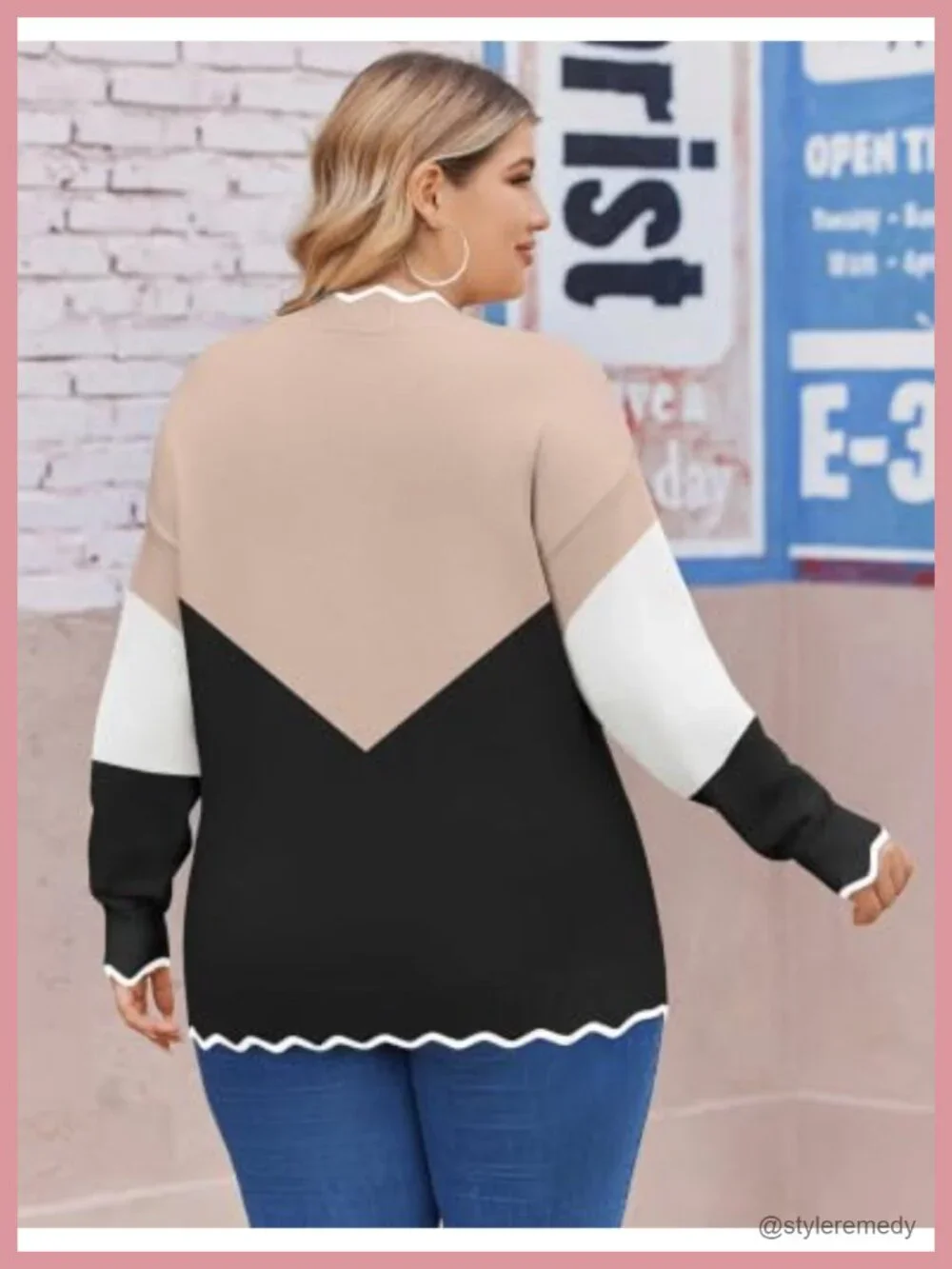 Plus Size Long Sleeve V-Neck Knit Pullover Sweater